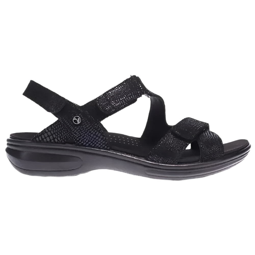 Dark Slate Gray Revere Women's Zanzibar Sandal Black Lizard