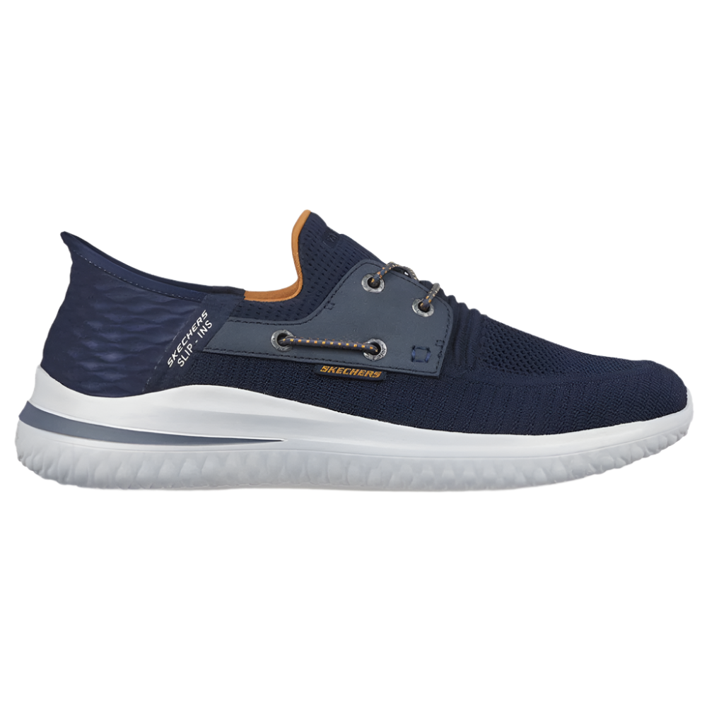 Light Gray Skechers Men's Delson 3.0 - Roth Hands-Free Slip On Navy