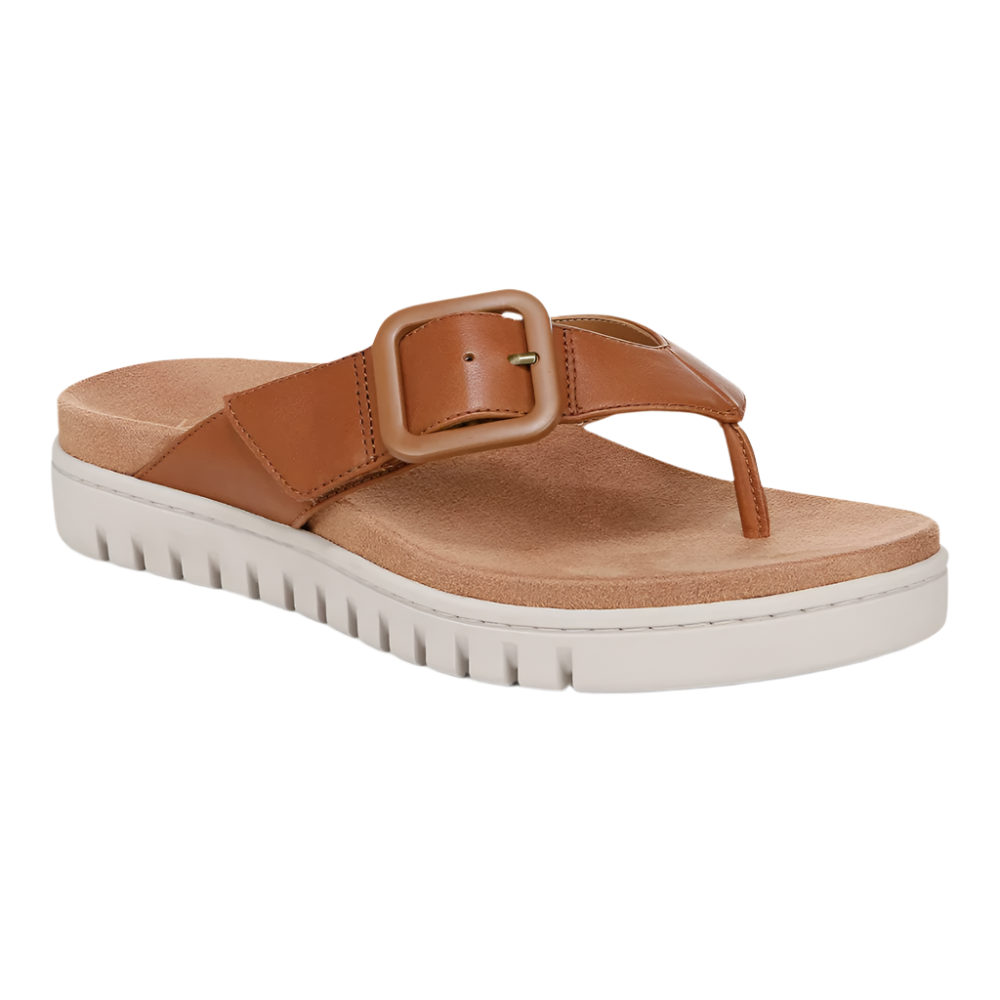 Sienna Vionic Women's Uptown Marin Flip Flops Tan Tumbled Leather