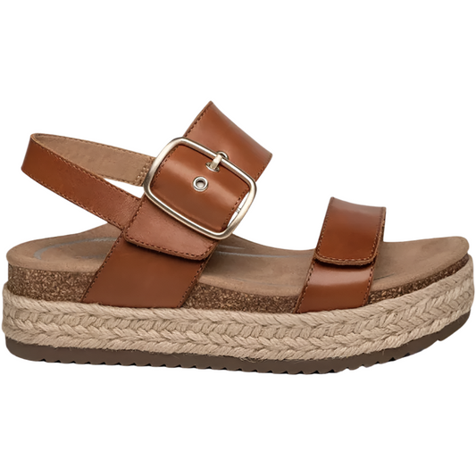 Sienna Aetrex Women's Vania Cognac Platform Leather Sandal Cognac