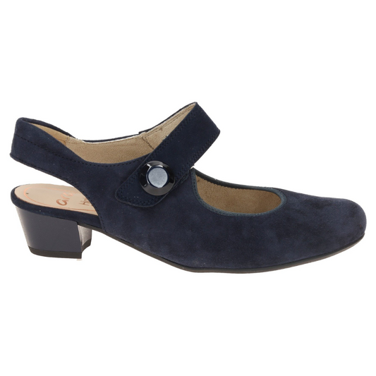 Dark Slate Gray Ara Women's Calico 2 Sling Low Heel Midnight Blue Suede