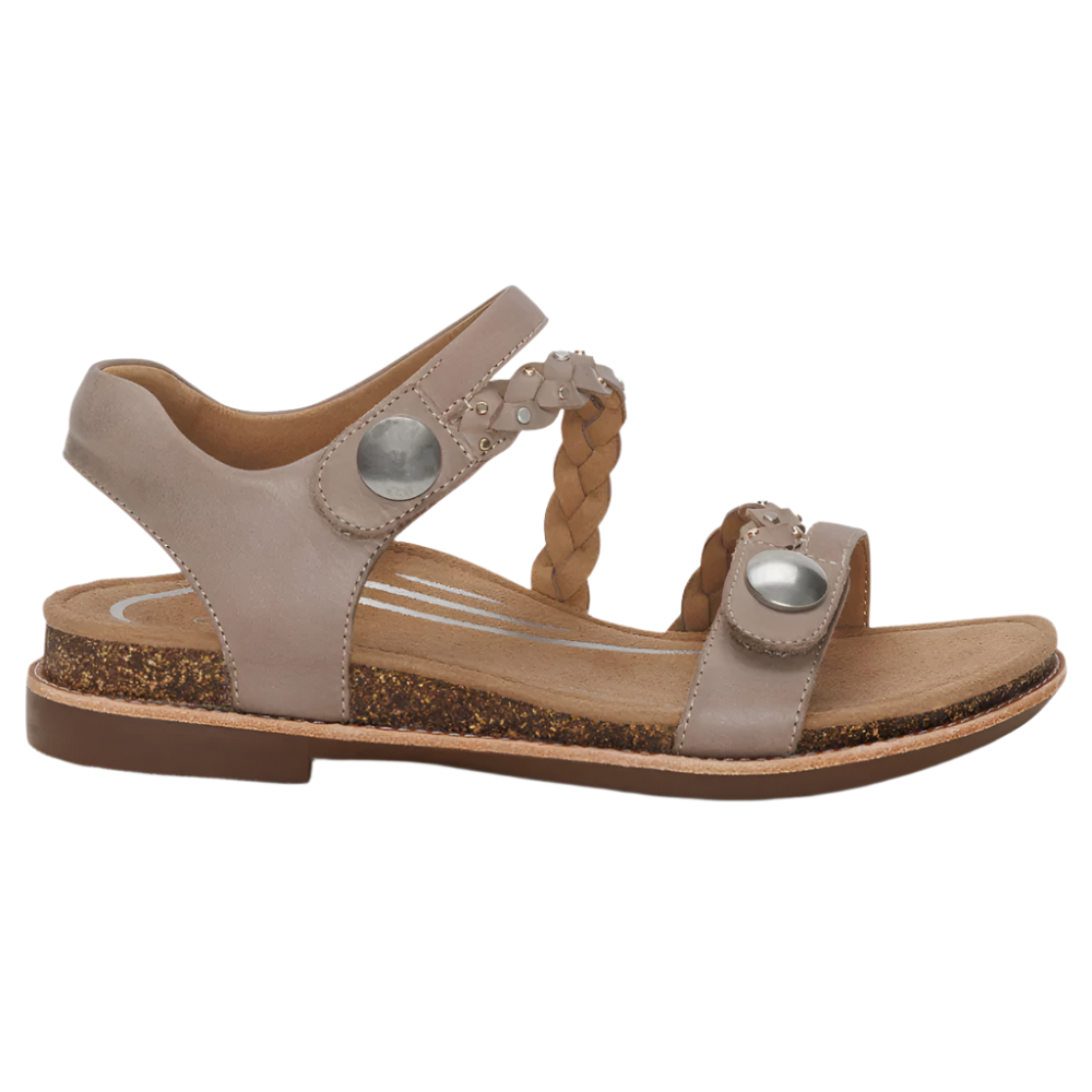 Dim Gray Aetrex Women's Jenn Quarter Strap Sandal Taupe