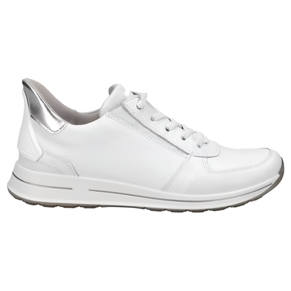Light Gray Ara Women's Ovation Sneaker White Leather / Silver