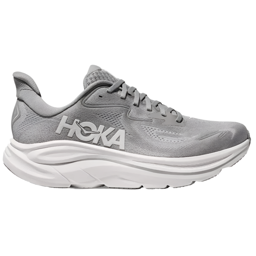 Gray Hoka Men's Clifton 10 Stellar Grey / Stardust Extra Wide