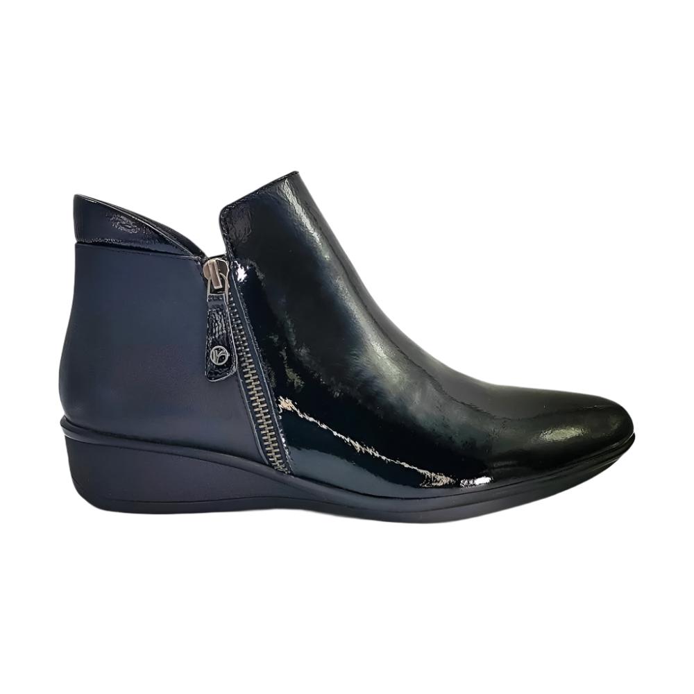 women's comfort dress boots Revere Damascus Wedged Women's Boot Black Patent