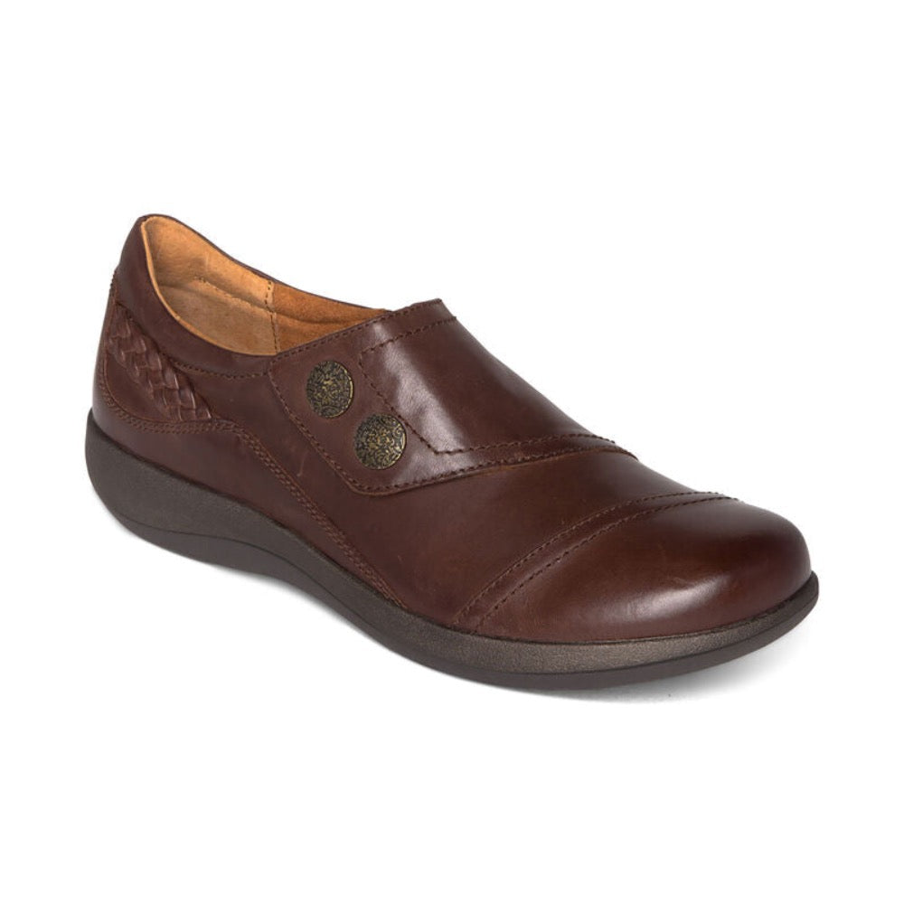 Dark Olive Green Aetrex Women's Karina Monk Strap Brown