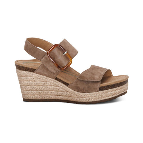 Aetrex Women's Ashley Arch Support Wedge Sandal Taupe