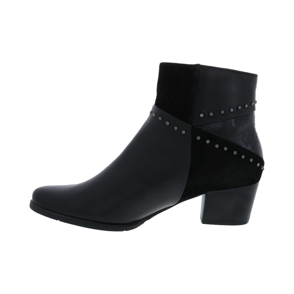 Black Regarde Le Ciel Women's Isabel-119 Block Heel Ankle Boot Black
