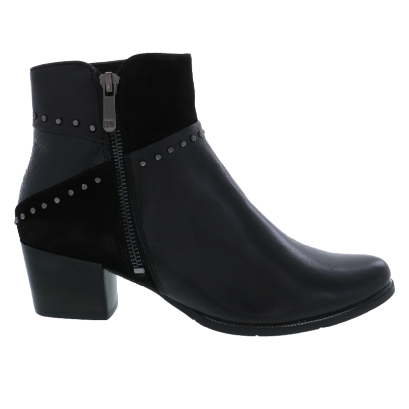 Black Regarde Le Ciel Women's Isabel-119 Block Heel Ankle Boot Black
