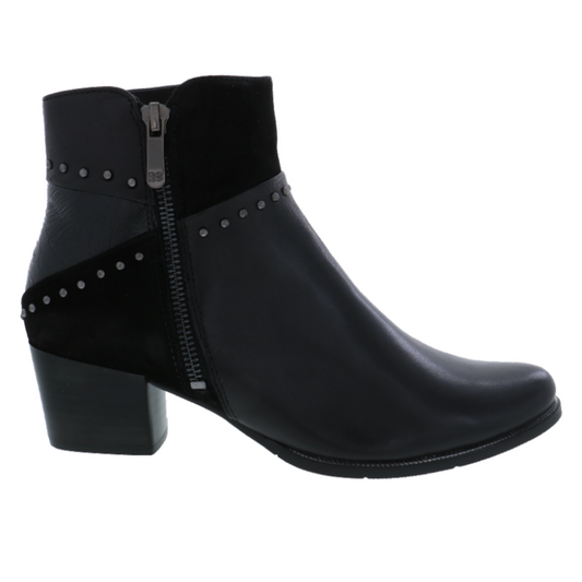 Black Regarde Le Ciel Women's Isabel-119 Block Heel Ankle Boot Black