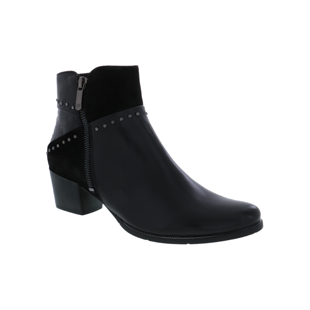 Black Regarde Le Ciel Women's Isabel-119 Block Heel Ankle Boot Black
