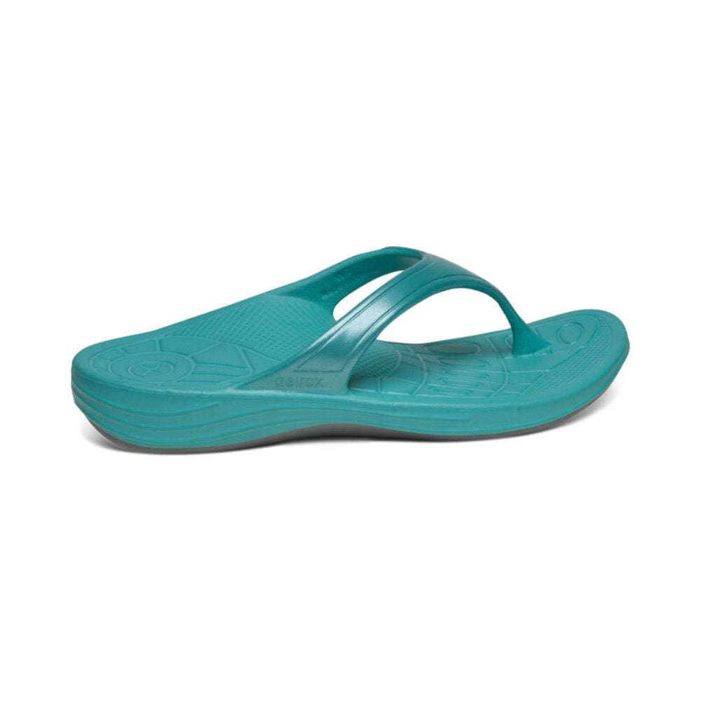 Steel Blue Aetrex Women's Fiji Orthotic Flips Aqua