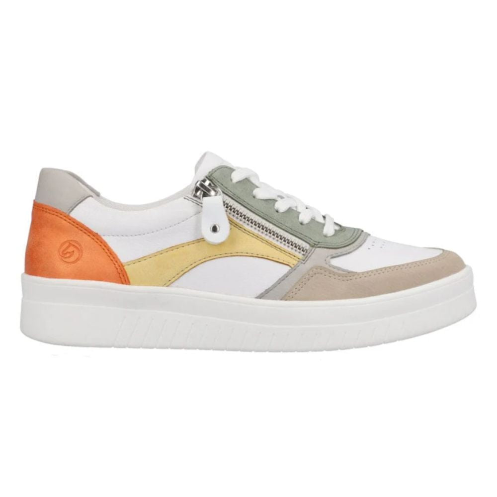 Light Gray Remonte Women's D0J01-81 Lace Zipper Sneaker Cliff / Weiss / Vapor / Peppermint Leather