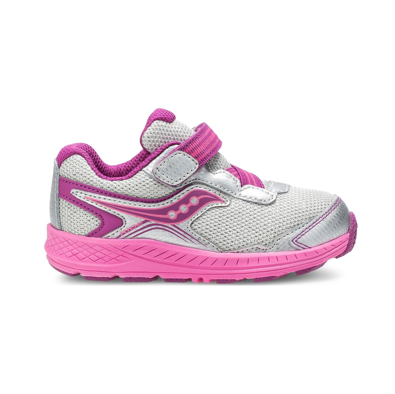 Rosy Brown Saucony Toddler/Little Girls Ride 10 Jr. Velcro Sneaker Silver / Pink