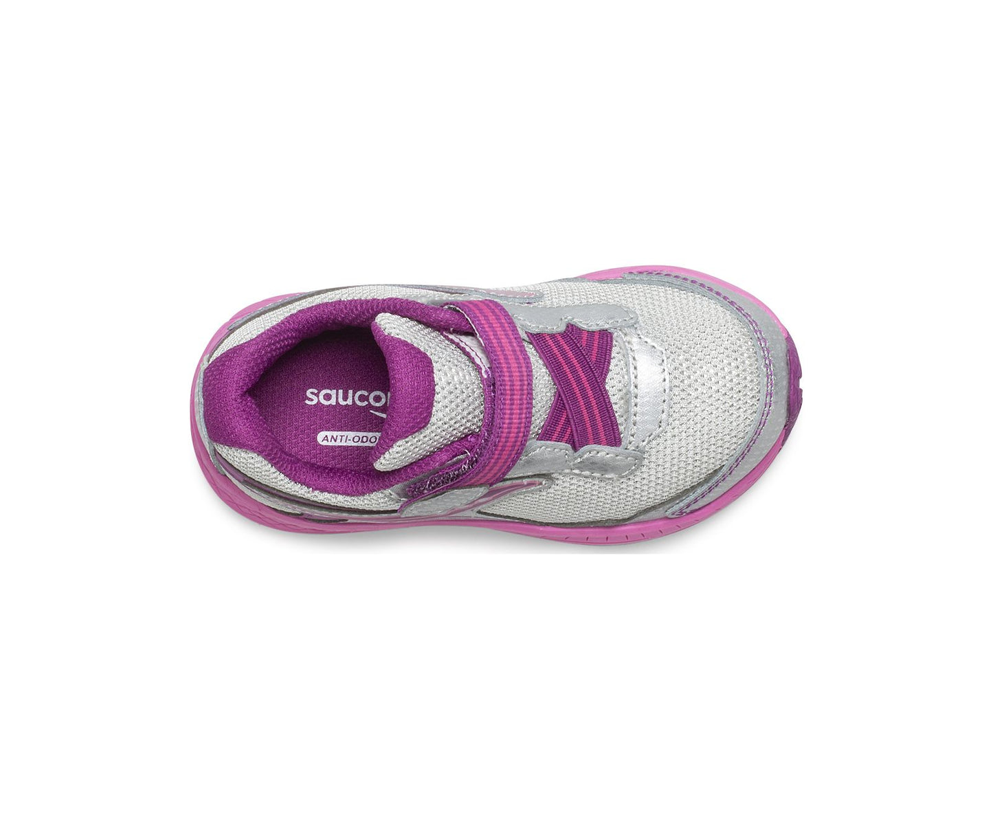 Gray Saucony Toddler/Little Girls Ride 10 Jr. Velcro Sneaker Silver / Pink