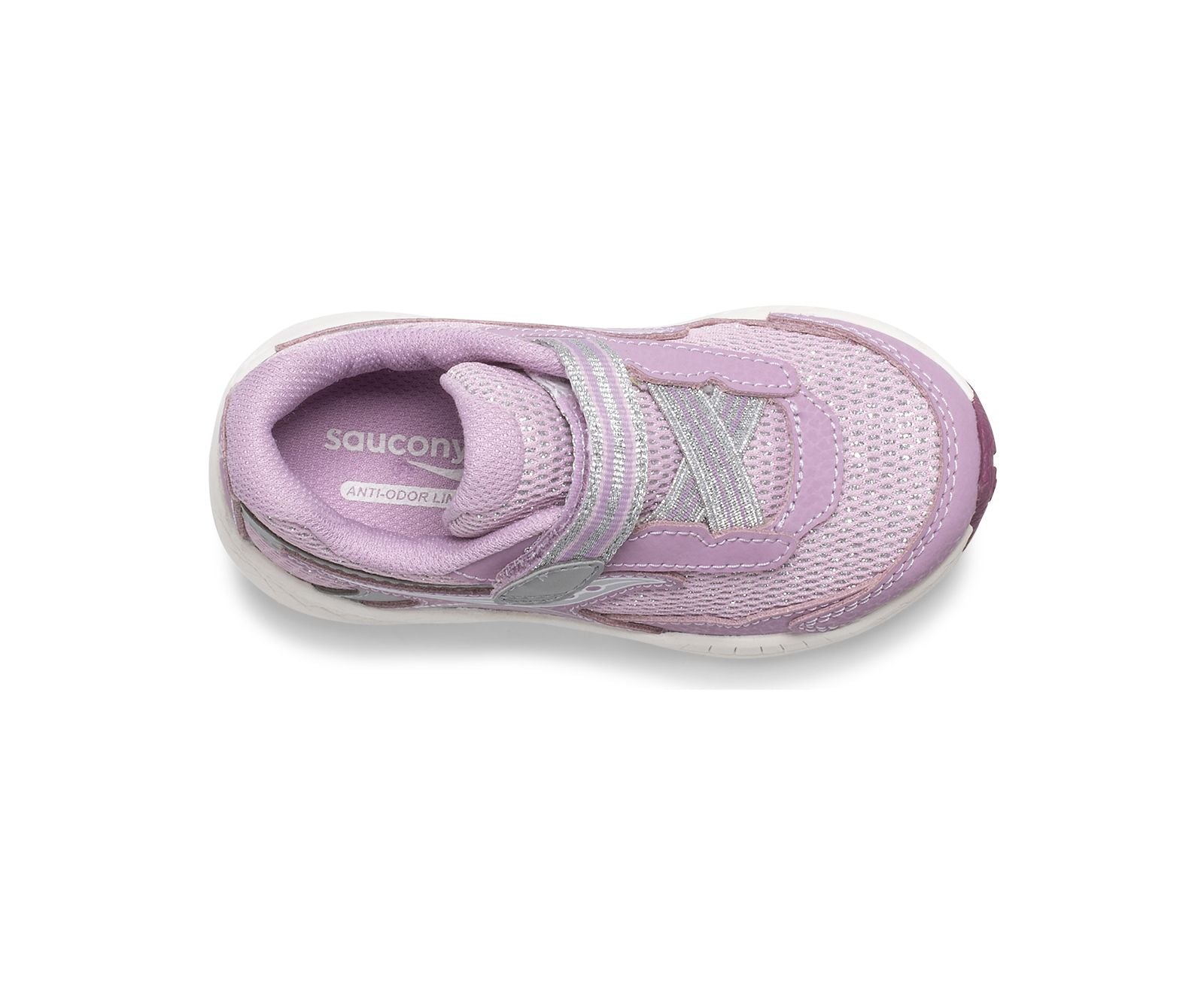 Gray Saucony Toddler/Little Girls Ride 10 Jr. Velcro Sneakers Pink Metallic