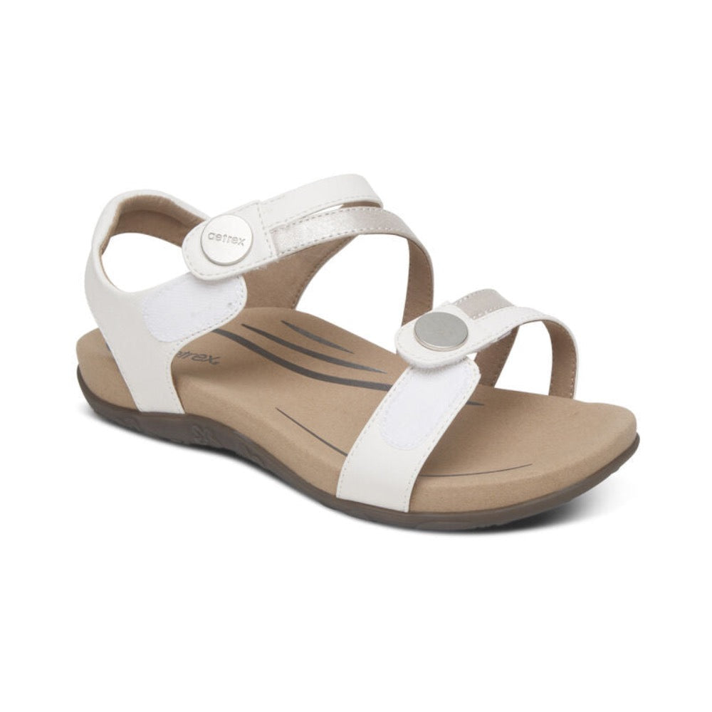 Rosy Brown Aetrex Women's Jess Adjustable Strap Sandal White