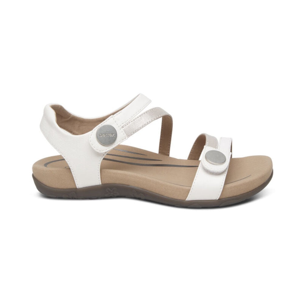 Rosy Brown Aetrex Women's Jess Adjustable Strap Sandal White