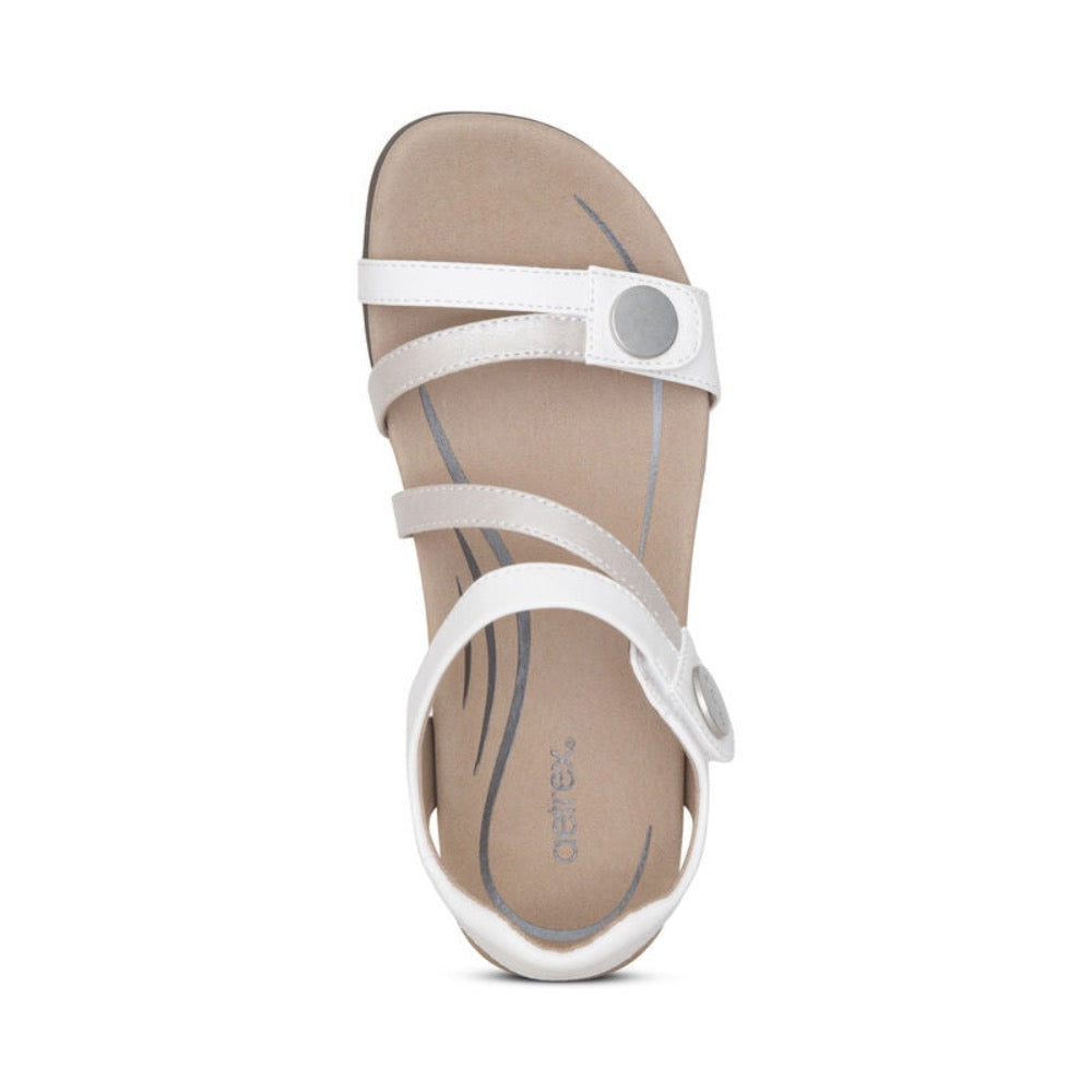 Rosy Brown Aetrex Women's Jess Adjustable Strap Sandal White