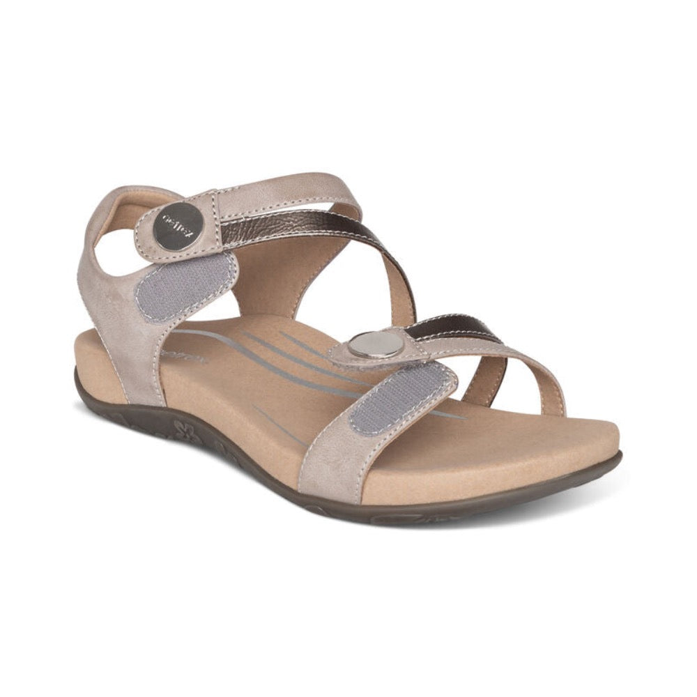 Rosy Brown Aetrex Women's Jess Adjustable Quarter Strap Sandal Smoke