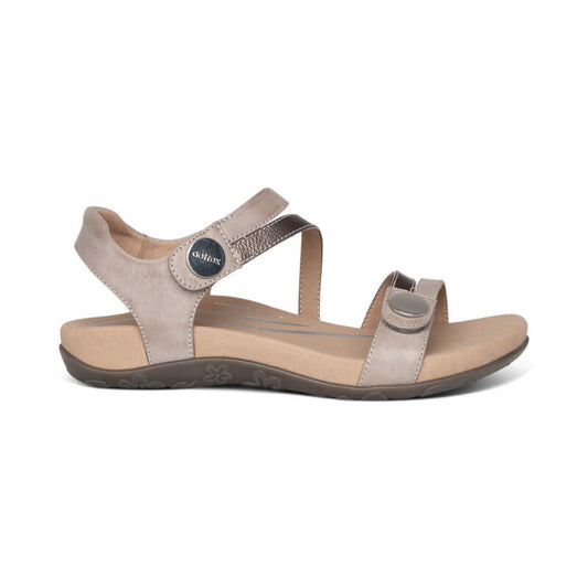 Rosy Brown Aetrex Women's Jess Adjustable Quarter Strap Sandal Smoke
