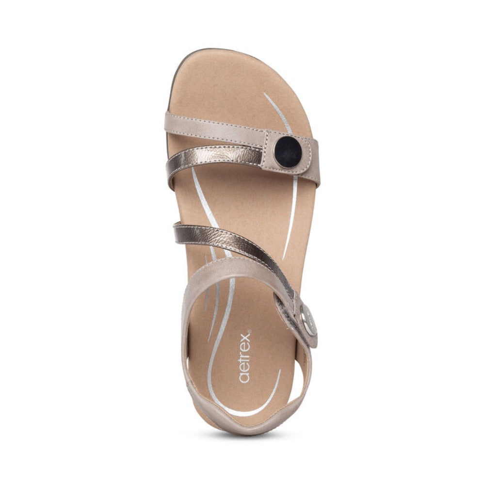 Rosy Brown Aetrex Women's Jess Adjustable Quarter Strap Sandal Smoke