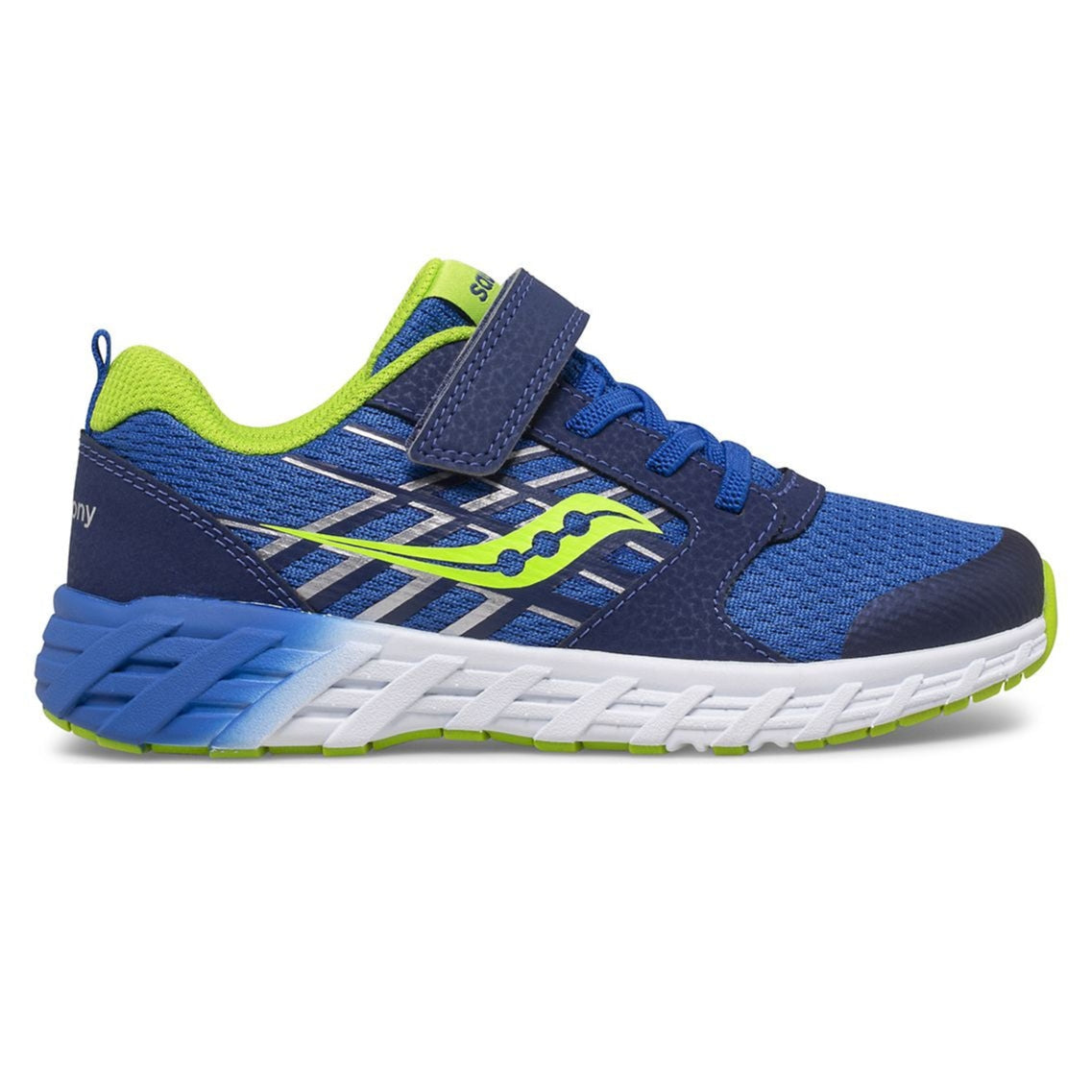 Light Gray Saucony Little Boys Wind 2.0 A/C Velcro Sneaker Blue / Green