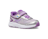 Thistle Saucony Toddler/Little Girls Ride 10 Jr. Velcro Sneaker Silver / Purple