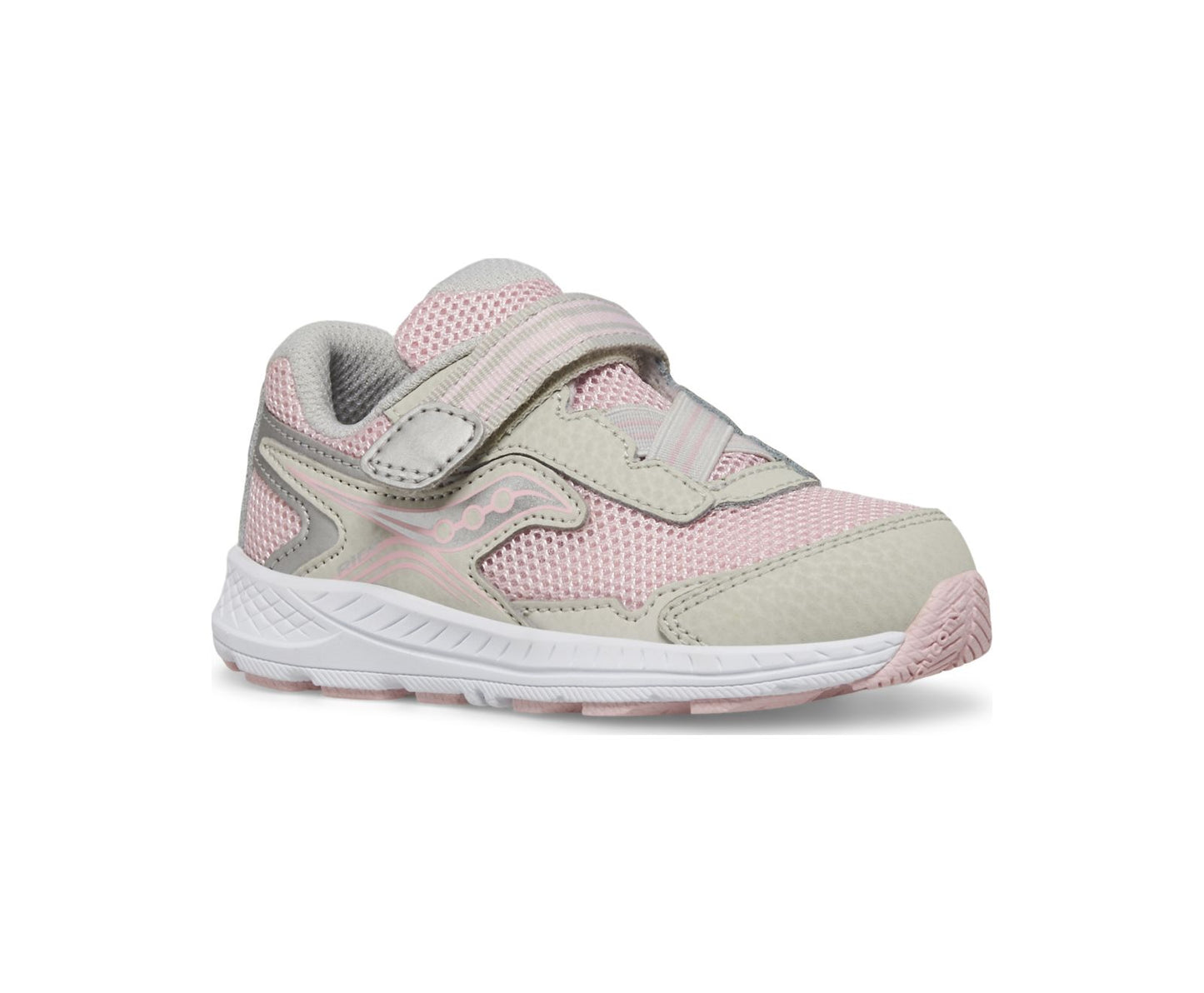 Gray Saucony Toddler Girls Ride 10 Jr. Velcro Sneaker Blush
