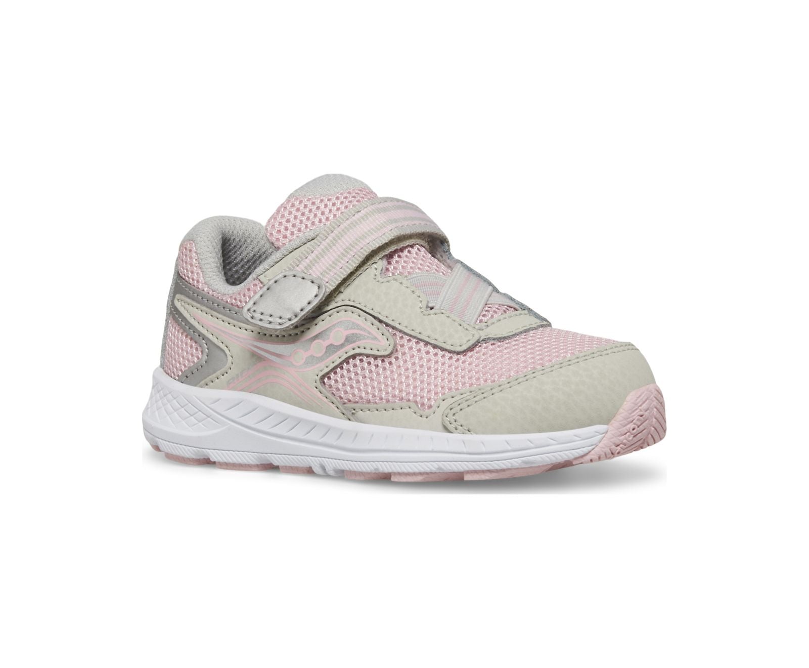 Gray Saucony Toddler Girls Ride 10 Jr. Velcro Sneaker Blush