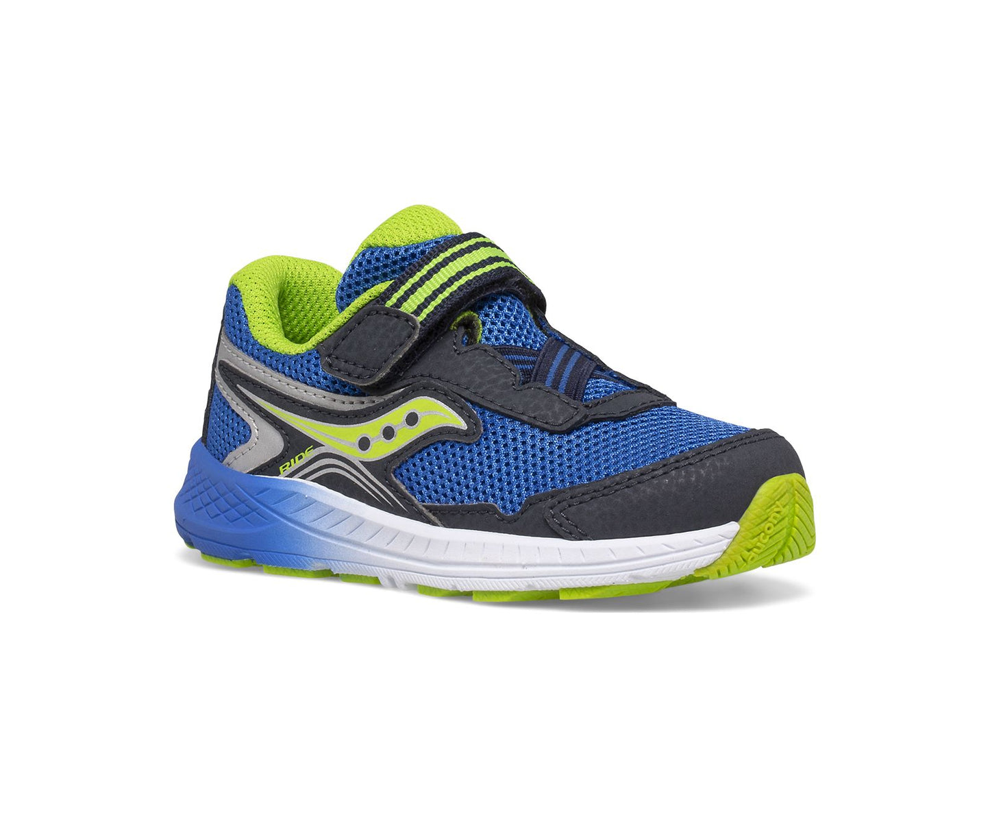 Gray Saucony Toddler/Little Boys Ride 10 Jr. Velcro Sneaker Navy / Green