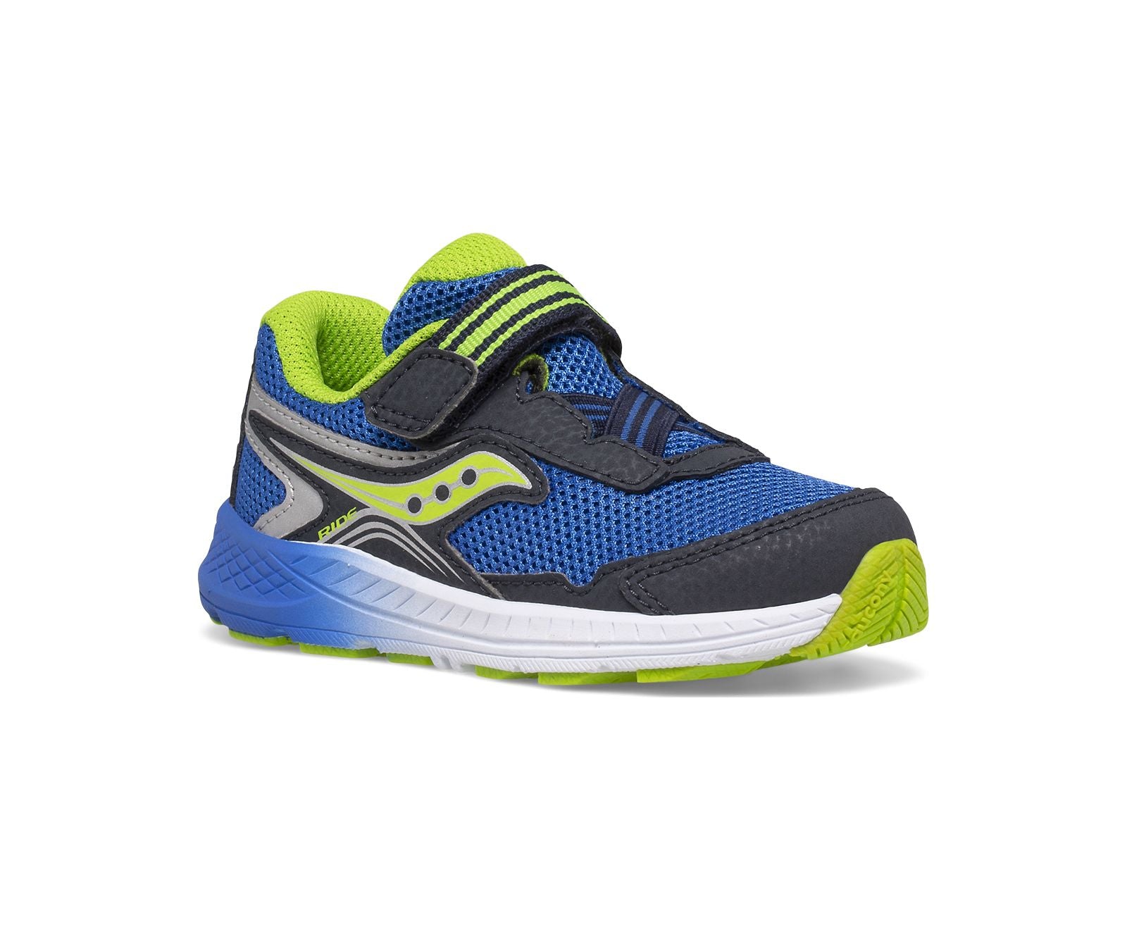 Gray Saucony Toddler/Little Boys Ride 10 Jr. Velcro Sneaker Navy / Green