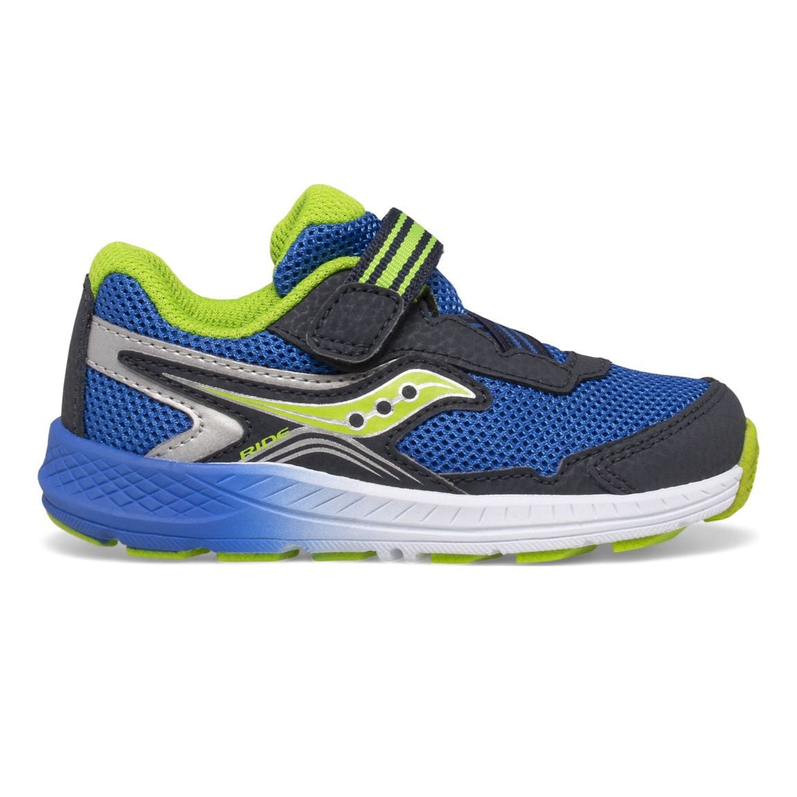 Light Gray Saucony Toddler/Little Boys Ride 10 Jr. Velcro Sneaker Navy / Green