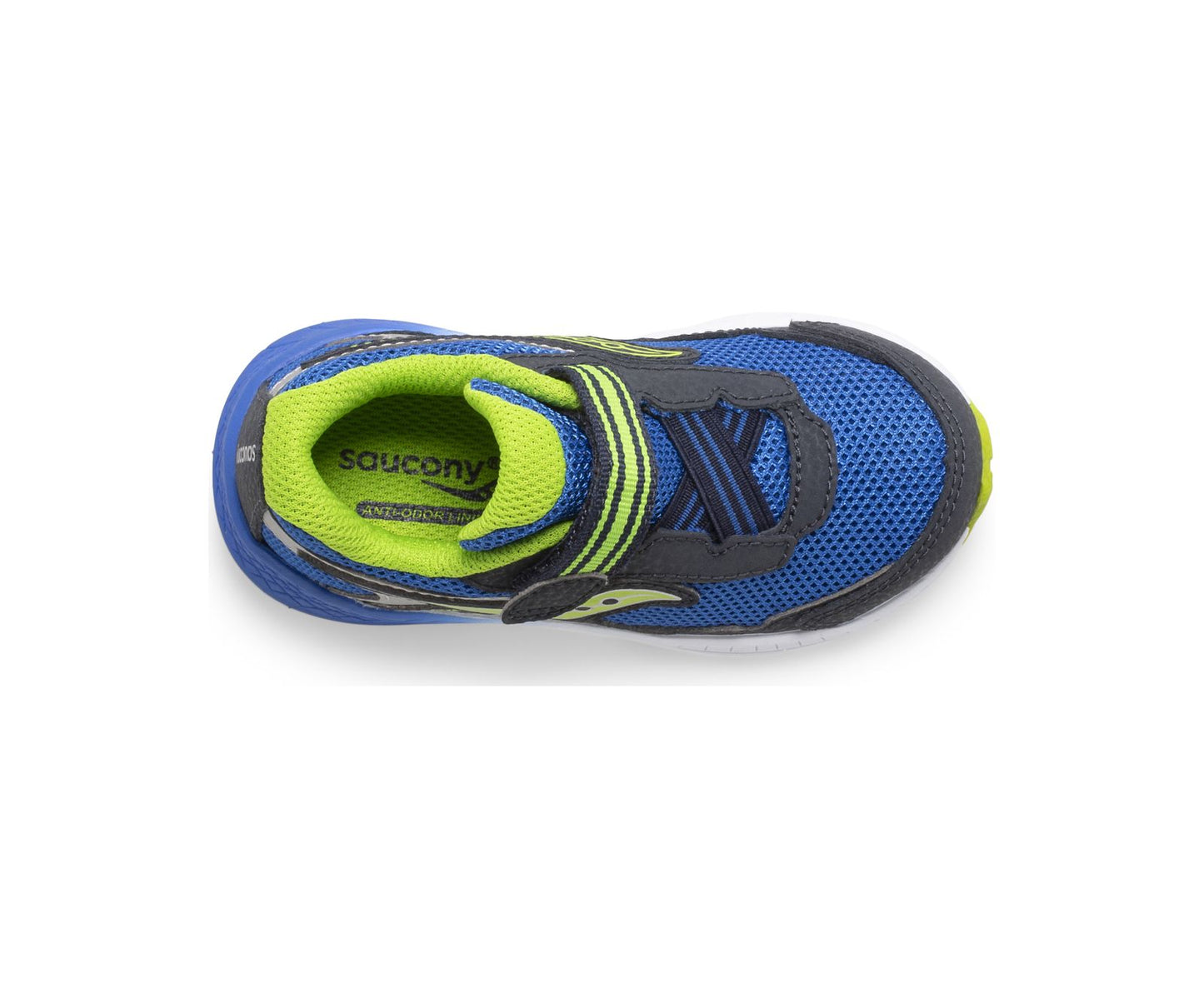 Pale Goldenrod Saucony Toddler/Little Boys Ride 10 Jr. Velcro Sneaker Navy / Green