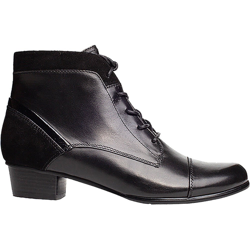 Black Regarde Le Ciel Women's Stefany-377 Lace / Zip Up Ankle Boot Black Leather