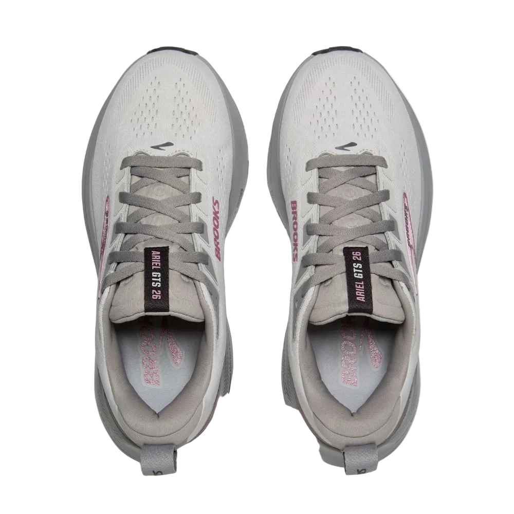 White Smoke Brooks Women's Ariel GTS 26 Oyster/Alloy/Pink