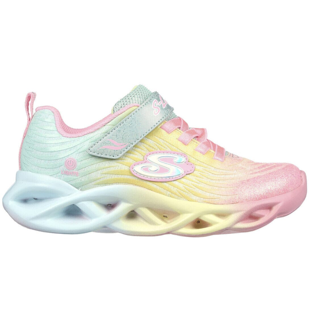 Light Gray Skechers Little Girls Twisty Brights - Swirled Velcro Light Pink / Multi