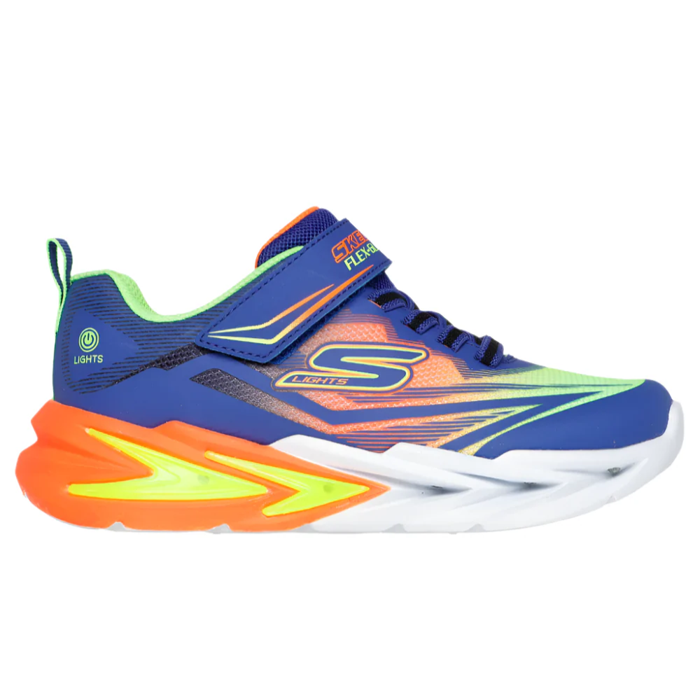 Gray Skechers Pre School Boys S Light: Flex-Glow Ultra Velcro Blue / Lime
