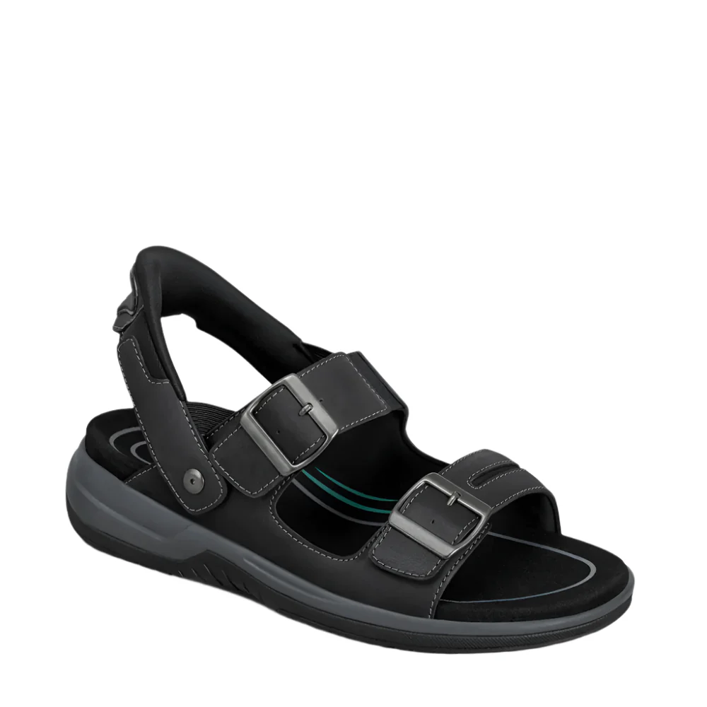 Dark Slate Gray Orthofeet Men's Jupiter Hands-Free Sandal Black