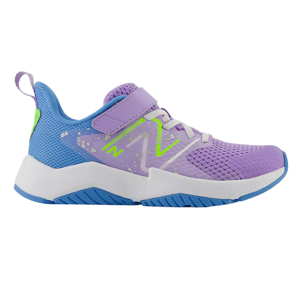 Gray New Balance Toddler Girls Rave Run V2 Bungee Lace Velcro Lilac Glo