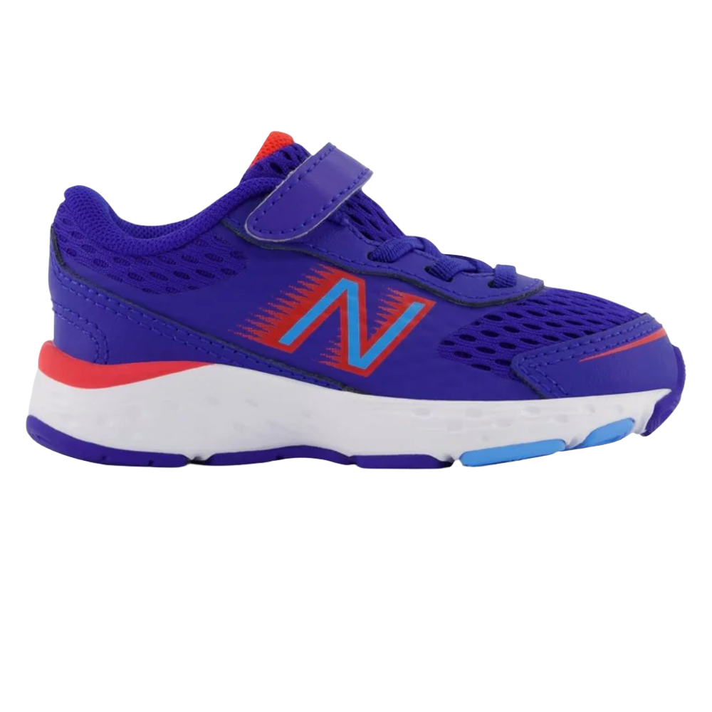 Gray New Balance Toddler Kids 680v6 Hook and Loop Blue Wide