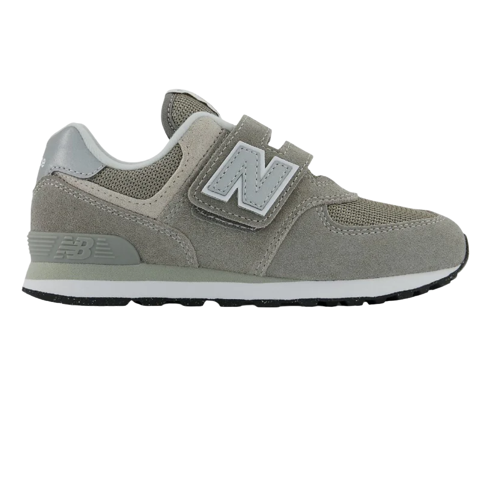 Slate Gray New Balance Boys 574 Core Hook & Loop Velcro Sneaker Grey / White Wide