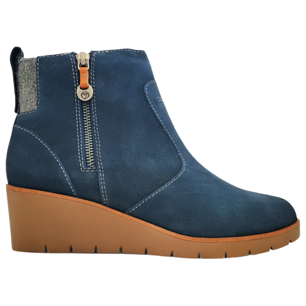 Revere Women's Amarillo Wedge Boot Navy Suede – Comfort Shoe Shop