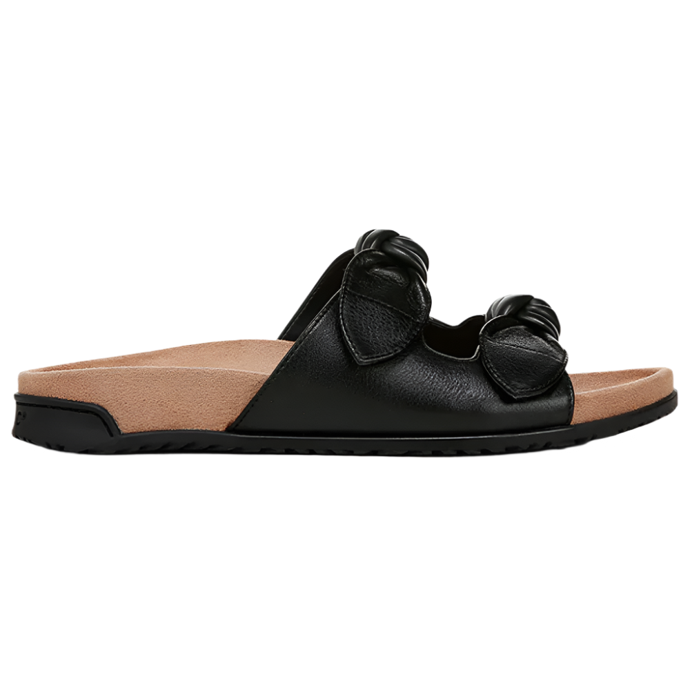 Rosy Brown Vionic Women's Elara Slip-On Sandal Black Tumbled Leather