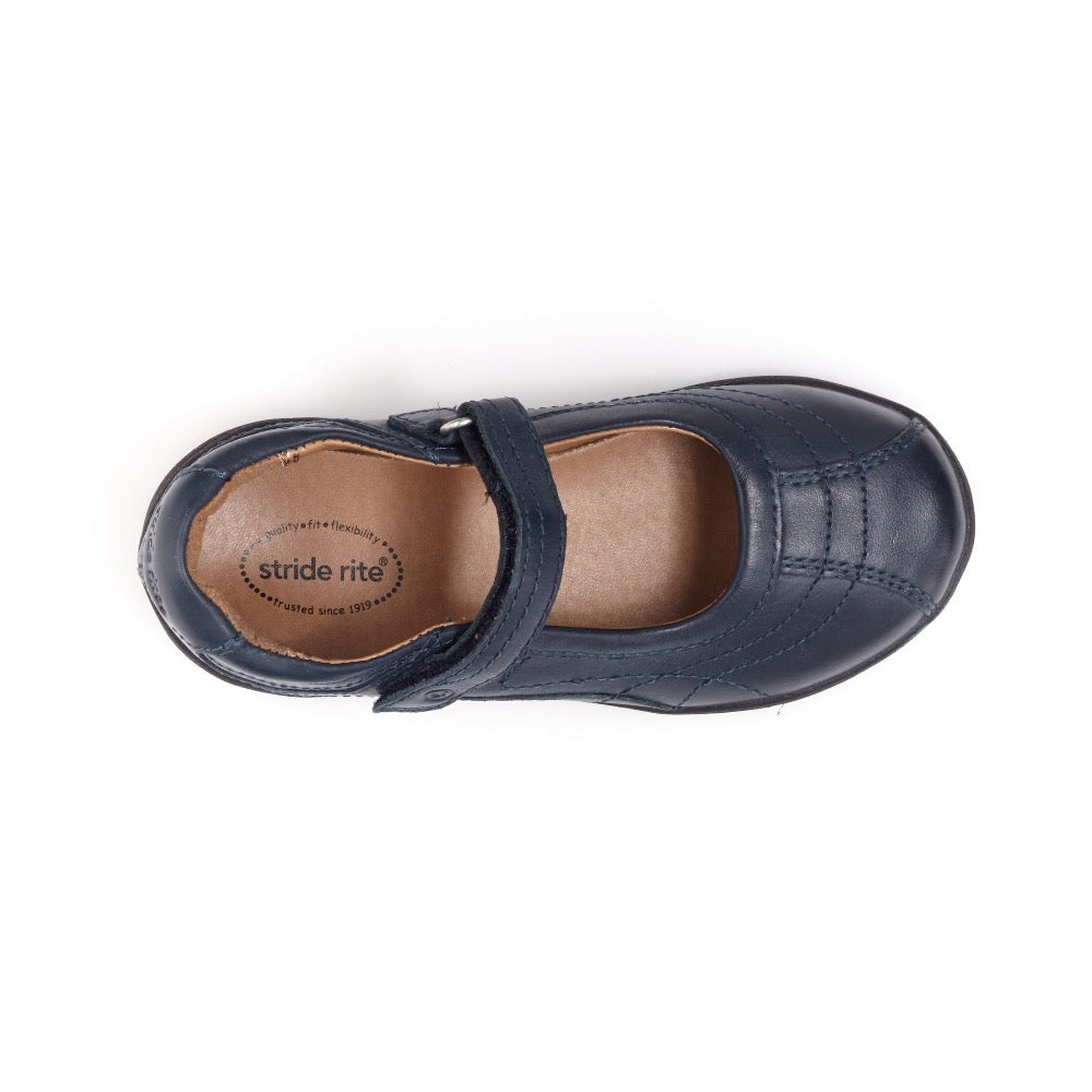 Dark Slate Gray Stride Rite Little Girls Claire Mary Jane Velcro Navy