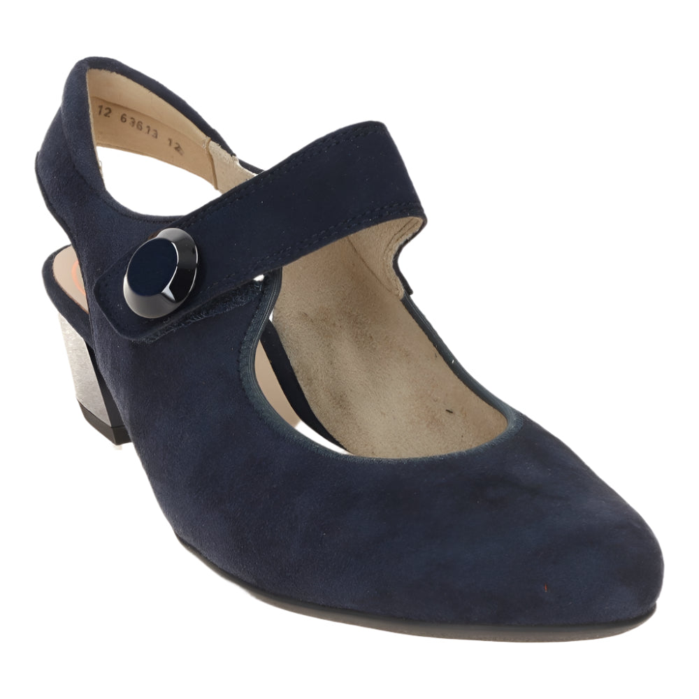 Dark Slate Gray Ara Women's Calico 2 Sling Low Heel Midnight Blue Suede