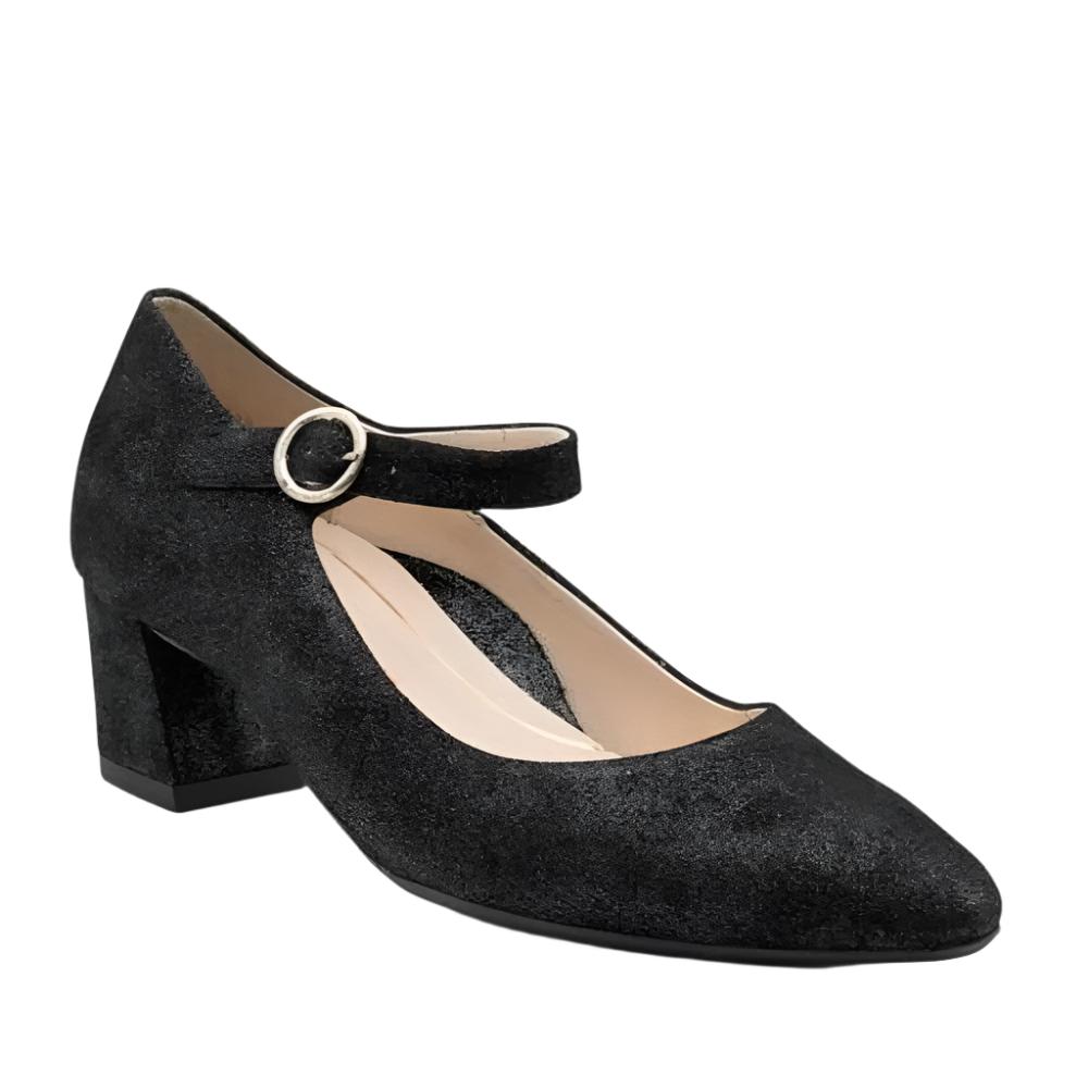 Light Gray Ara Women's Lynden Mary Jane Pump Black Glitter Metallic