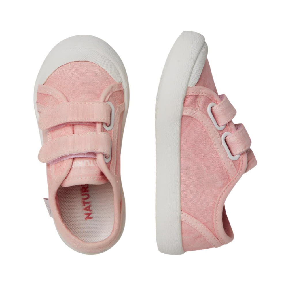 Gray Naturino Girls Summer VL Hook and Loop Pink Canvas