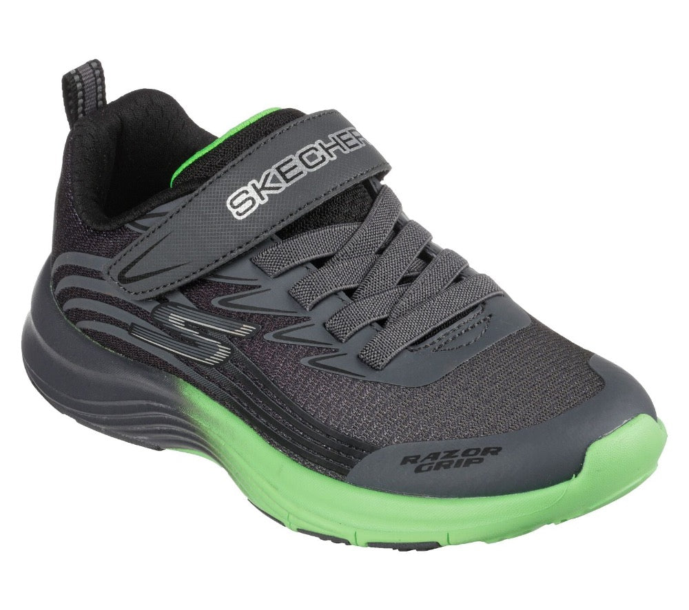 Dark Slate Gray Skechers Boys Razor Grip Hook and Loop Charcoal / Black