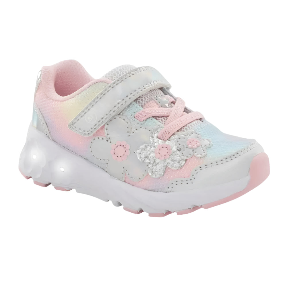 Light Gray Stride Rite Infant Girls Light-Up Glimmer 2.0 Velcro Rainbow